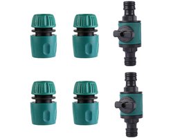 Dailygoods - Hydrogarden tuinslangverbinding slangkoppeling met regelklep tuinslang afsluitkraan waterslang verbinder voor 1/2 inch slang - 6 stuks 2 x ¾-inch messing waterkraan