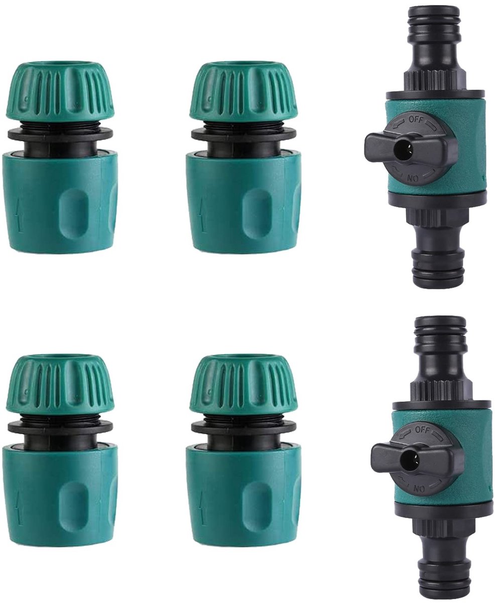 Dailygoods - Hydrogarden tuinslangverbinding slangkoppeling met regelklep tuinslang afsluitkraan waterslang verbinder voor 1/2 inch slang - 6 stuks 2 x ¾-inch messing waterkraan