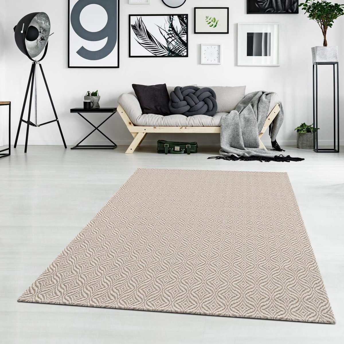 Dailygoods - Geometrisch Vloerkleed van Katoen - Laagpolig Taupe-Crème 75x150 cm