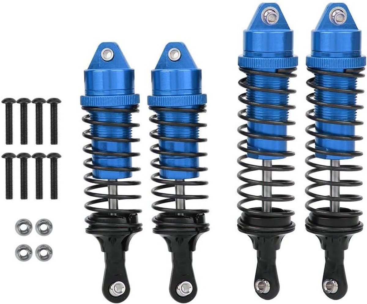 Shock Absorbers Set voor RC Auto's, 4 Stuks Voor- en Achtervering, Geschikt voor 1/10 Modellen, Blauw, Verbeter de Schokabsorptie en Rijdcomfort van je RC Auto