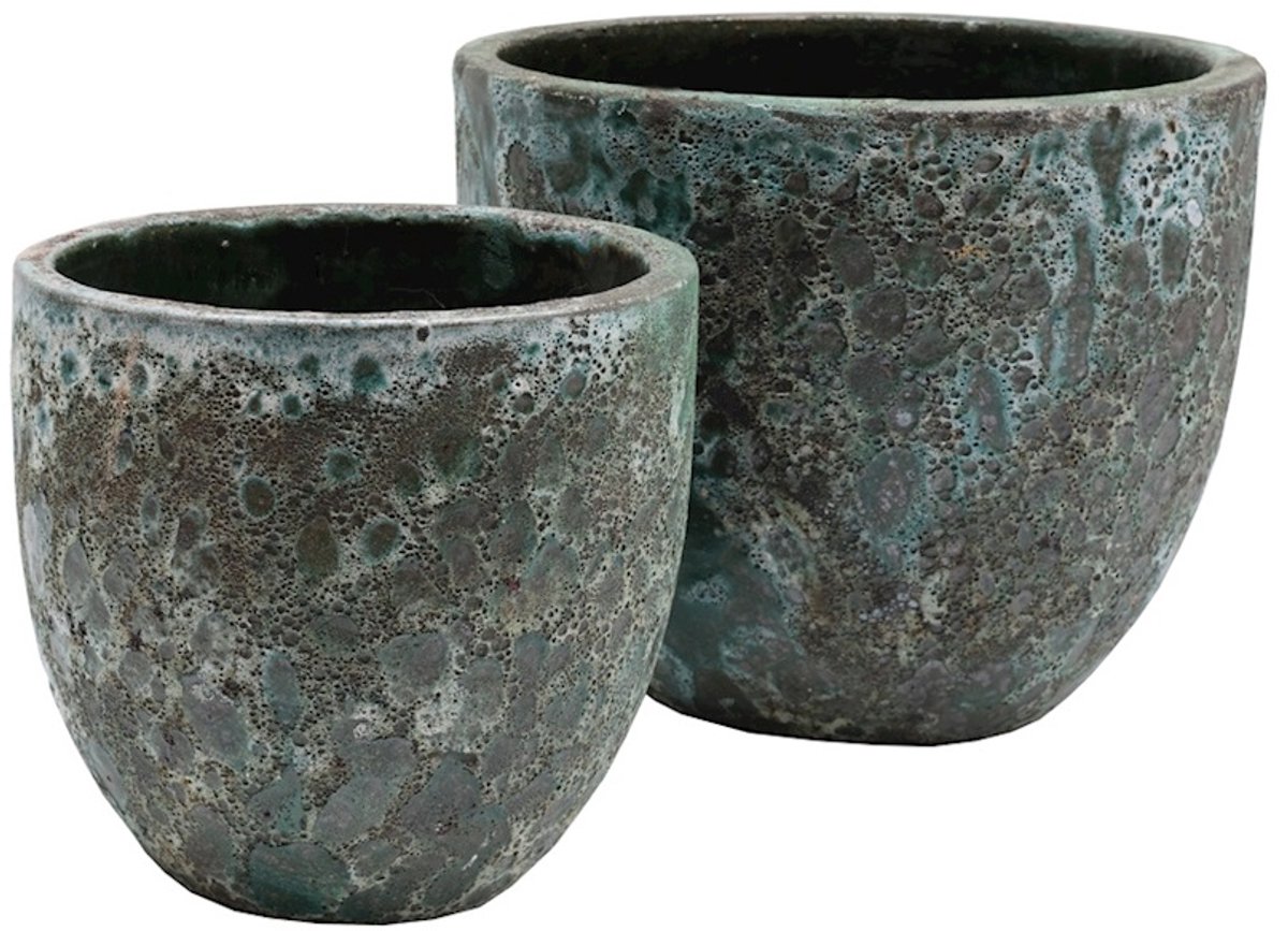 Bloempot Laki relic| jade | Set van 2 stuks | Ø36/25 x H34/25 cm