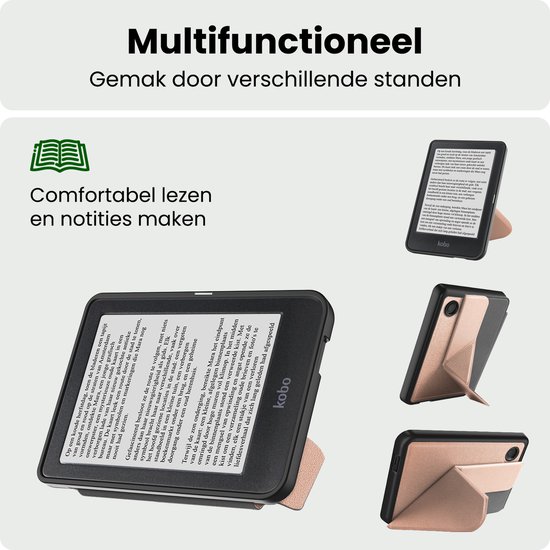 Hoes Geschikt voor Kobo Clara 2E Hoesje Bookcase Cover Hoes Trifold - Hoesje Geschikt voor Kobo Clara 2E Hoes Cover Case - Rosé Goud — afbeelding 3
