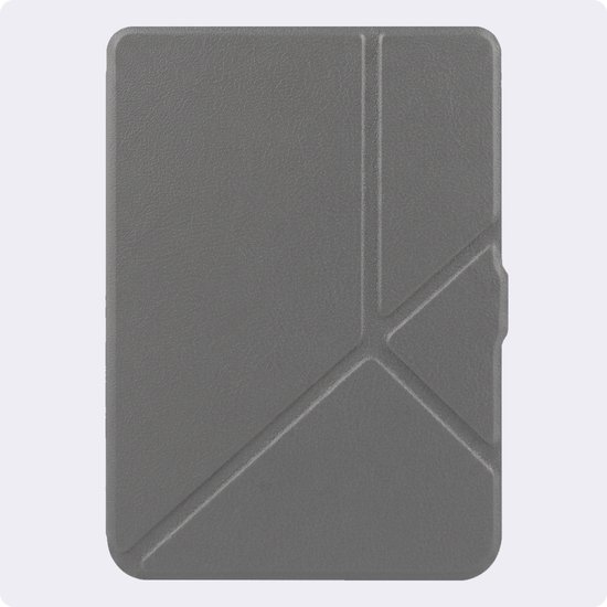 Hoes Geschikt voor Kobo Nia - Luxe E-reader Trifold Case - Bescherm Hoesje Book Cover - Grijs — afbeelding 4