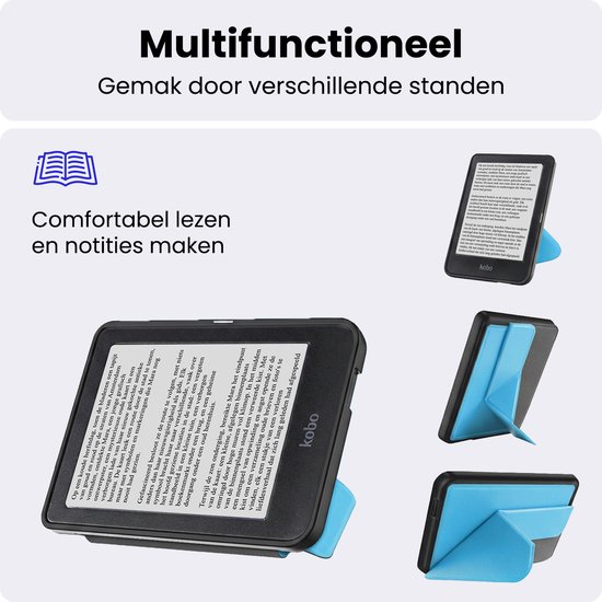 Hoes Geschikt voor Kobo Clara HD - Luxe E-reader Trifold Case - Bescherm Hoesje Book Cover - Lichtblauw — afbeelding 3