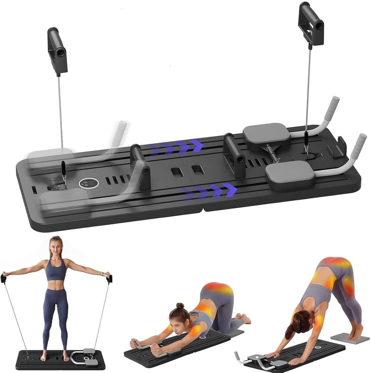 Pilates Reformer Set - Thuis Gym - Kracht Training - Opvouwbaar Ontwerp - 106 x 41 cm - Zwart