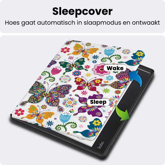 Hoes Geschikt voor Kobo Elipsa 2E - Luxe E-reader Bescherm Case - Hoesje Book Cover - Vlinders — afbeelding 3