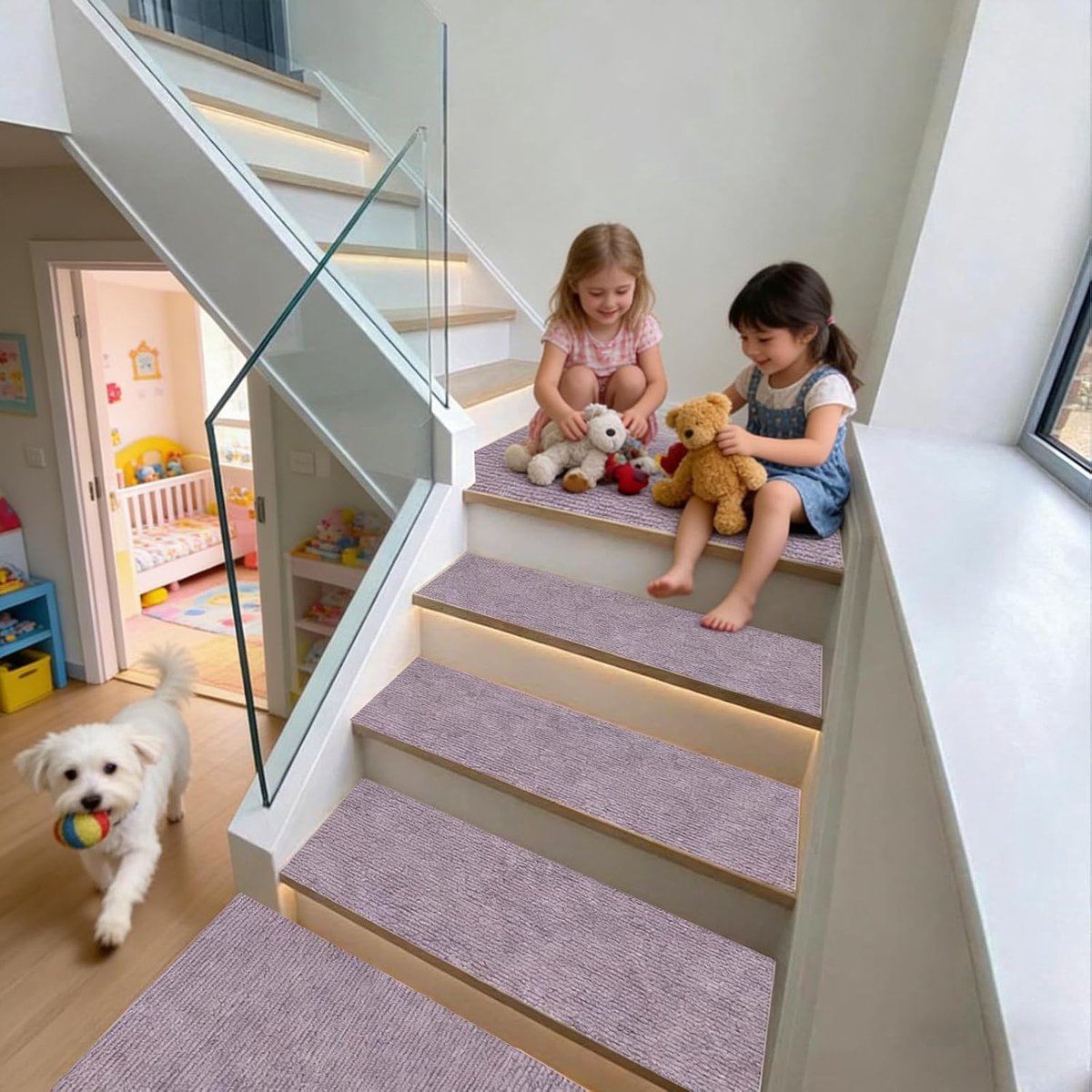 Traptapijt Set - Trapmatten Herbruikbaar - Veilig Trap Lopen - Antislip Zelfklevend - 5 Stuks 20x52cm - A