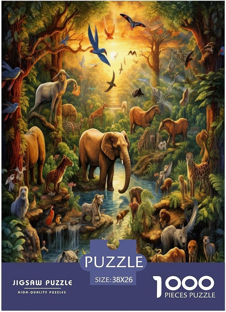 Dierenpuzzel - 1000 stukjes - Ontspannend tijdverdrijf - Recyclebaar premium materiaal - 38 x 26 cm - Kleurrijk