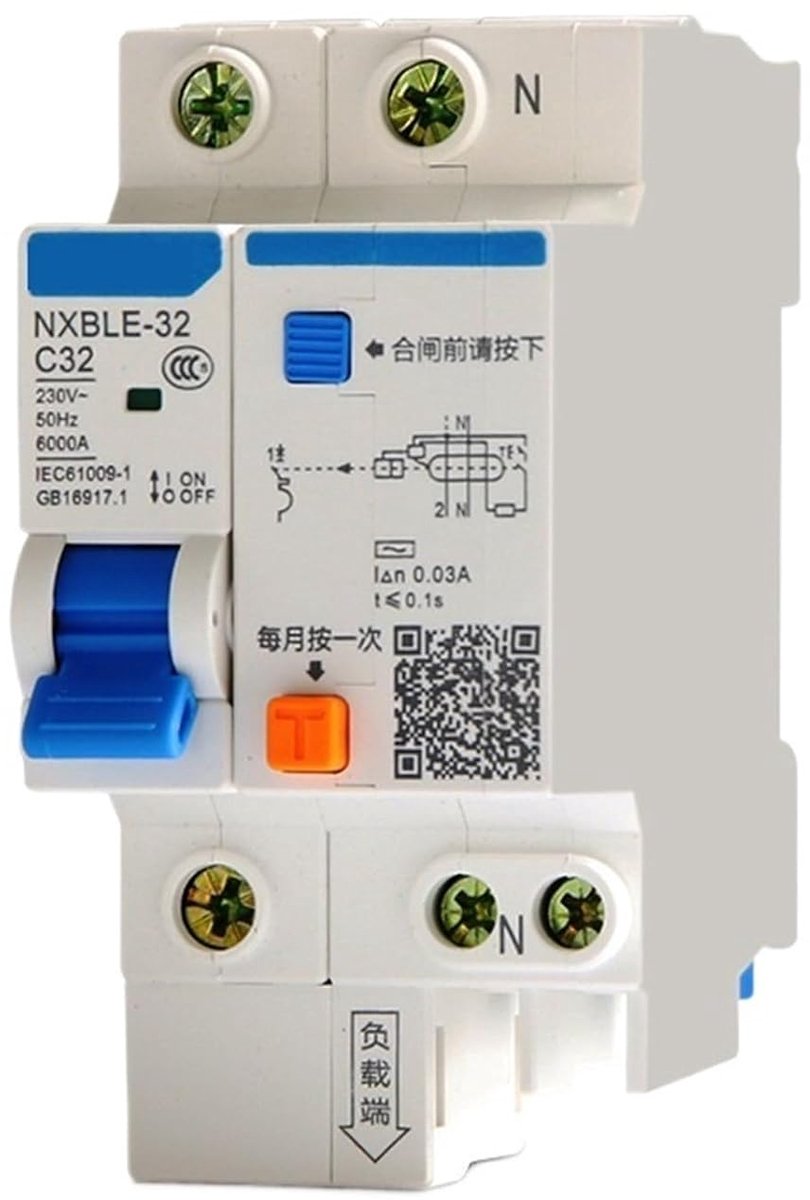 Stroomonderbreker - Aardlekschakelaar - Beveiliging Elektrische Installatie - Mini Type - 32A - Grijs