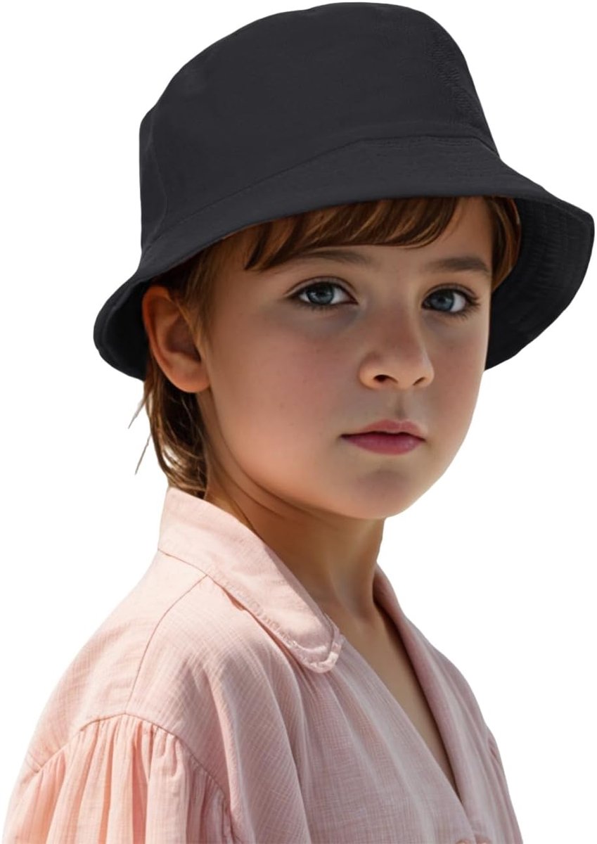 Kinder Bucket Hoed - Zonnehoed Kinderen - Buiten Bescherming - Huidvriendelijk Katoen - 52-54 cm - Blauw