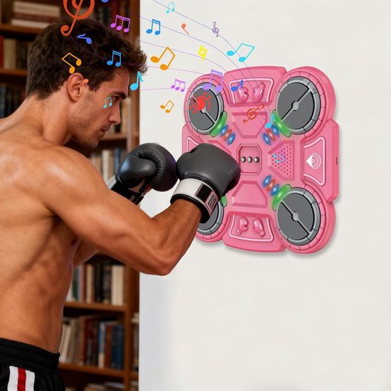 Bokstrainer - Fitnessapparaat - Reactiesnelheid Trainen - Interactieve Geluidsreactie - 30 cm - Roze — afbeelding 2