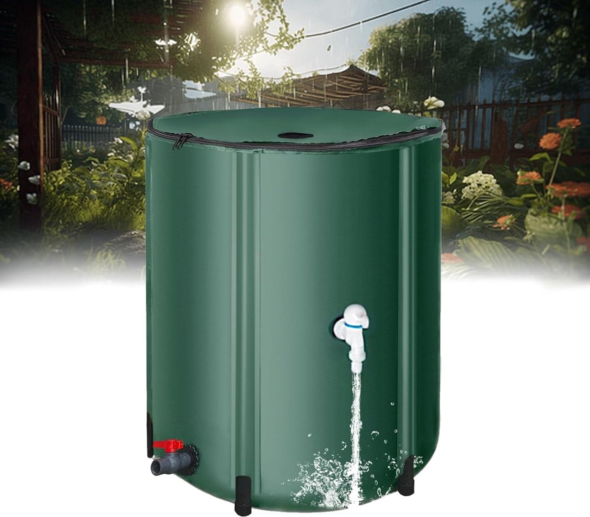Regenton 225L - Wateropvangvat - Tuin Bewateren - UV-bestendig PVC - 225 Liter - Groen