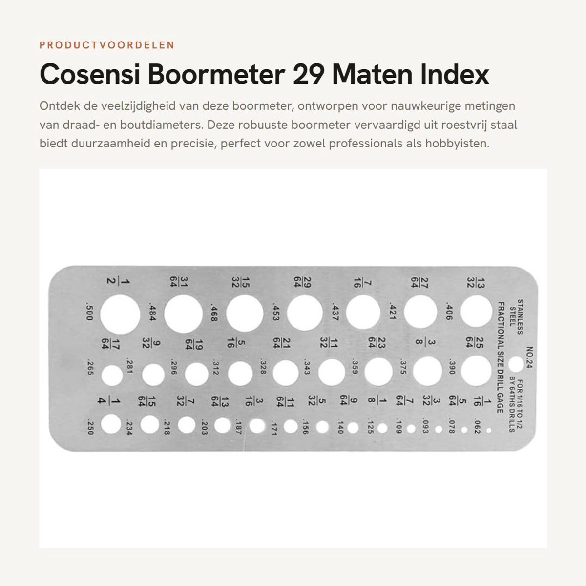 Dailygoody - Boormeter - 29 Maten Index - Precisie Meting - Ideaal voor Technische Toepassingen - Perfect voor Draad en Bout Diameter