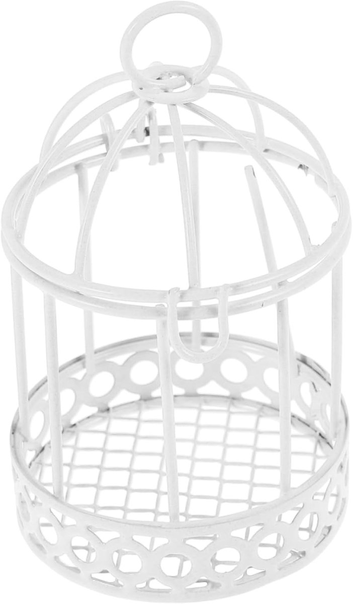 Decoratieve Vogelkooi - Snoepdoos Opberger - Sieraden Opbergen - Uniek Design - 9.8 cm - Wit