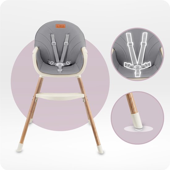 MoMi REKI 2-in-1 Kinderstoel - Meegroei Kinderstoel en Stoeltje - Tot 20 kg - Grijs van MoMi — afbeelding 2