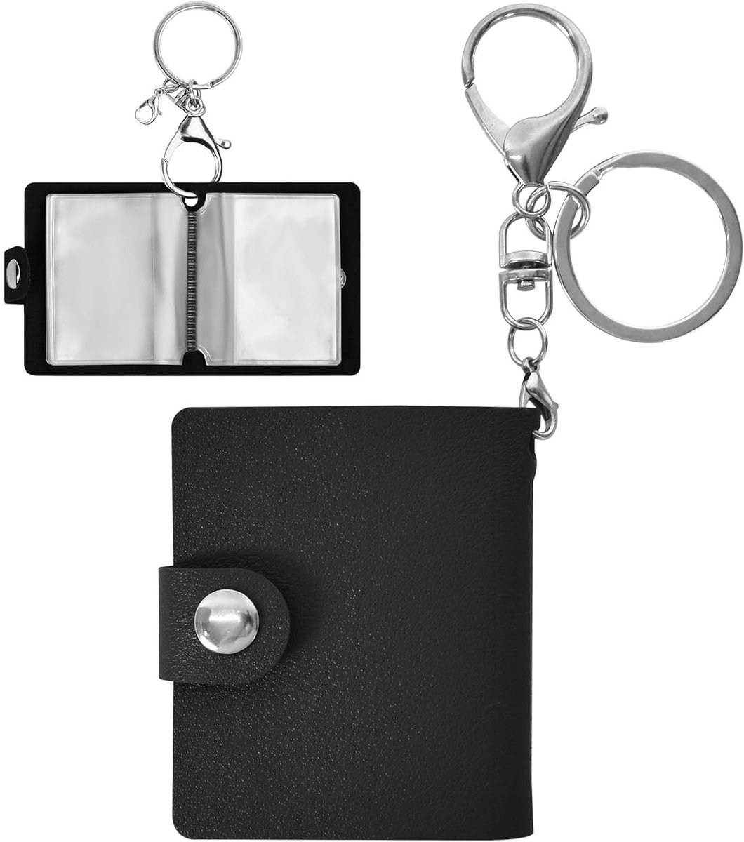 Mini Fotoalbum met Sleutelhanger, Leer, 20 Compartimenten, Compact Fotoherinneringen, Persoonlijk Cadeau, Kaartenhouder voor Reizen en Evenementen