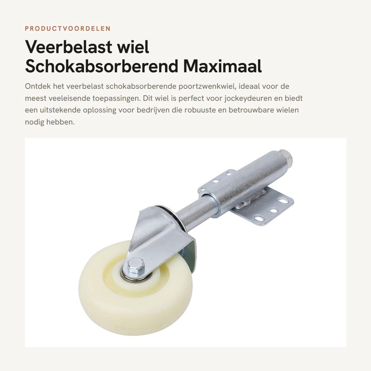 Zware poortrol met veer, draaibare castor en 200 kg draagvermogen voor tuinpoorten en schu