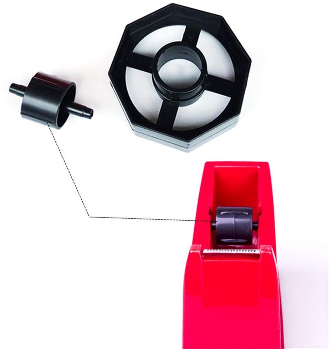 Dailygoods- Kernwiel Vervangend - Dispenserwiel 75 mm - Tape Dispenser - Plastic Wiel - 25 mm Bandbreedte - Stevig Zwart Plastic