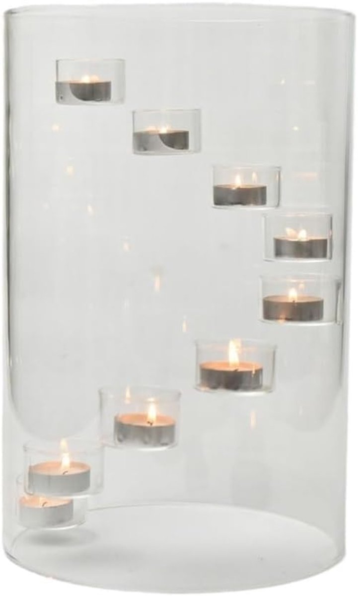 Kaarsenhouder Glas - Diner Decoratie - Sfeer Creëren - Groot Middelpunt - 20x35cm - Transparant