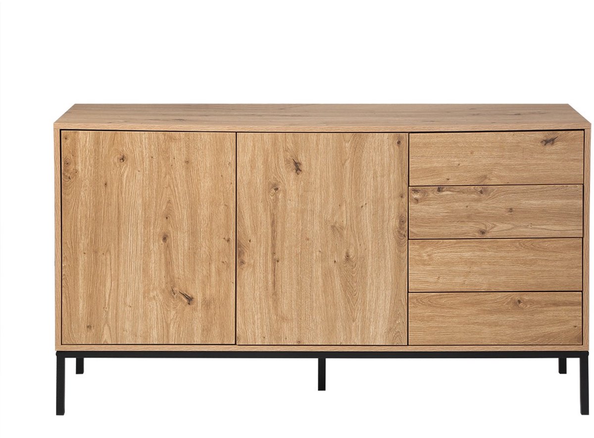 CaliCosy Buffet met 2 deuren en 4 lades L140 cm - LENNY Houtlook