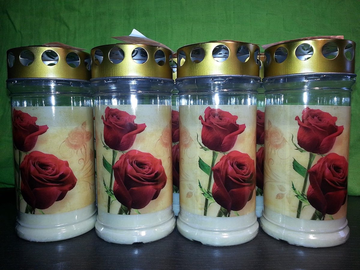 Grafkaarsen met deksel - Herdenkingslichtjes - Graf decoratie - Regenbestendig ontwerp - 20 stuks - Rozen motief