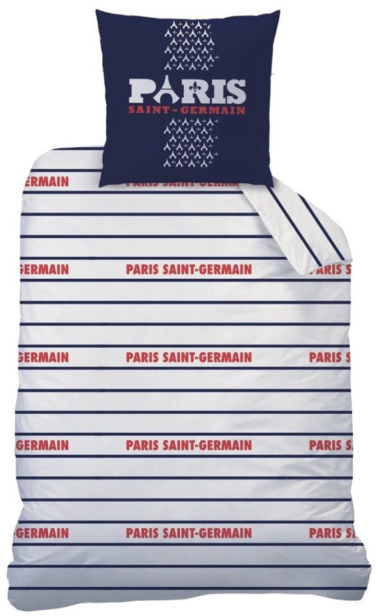 PSG Dekbedovertrek - Blauw/Wit/Rood – Tweezijdig Bedrukt – Inclusief Kussensloop - Katoen