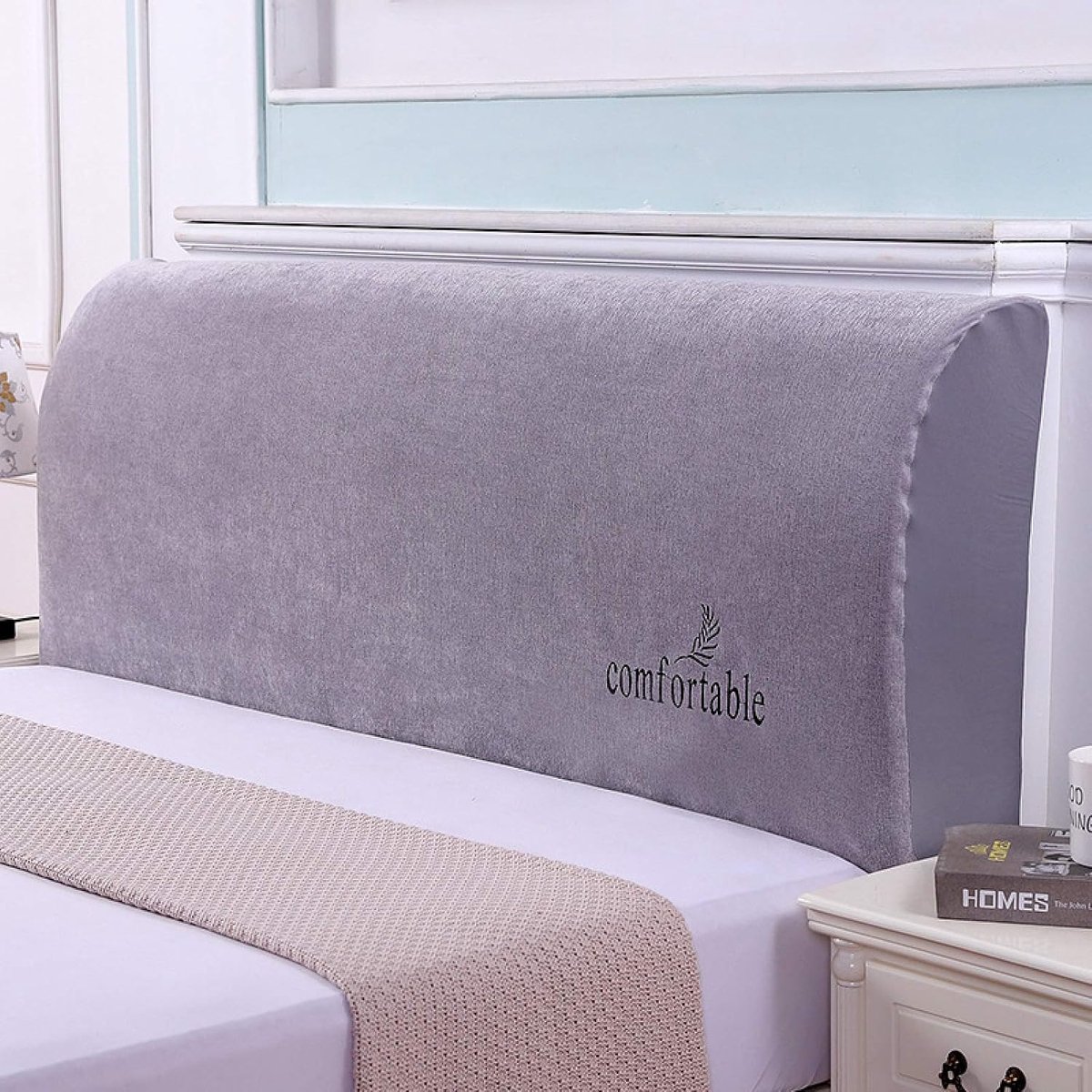 Hoofdbord Bed - Beddecoratie - Slaapkamer Opfrissen - Elastische Pasvorm - 180cm - Grijs
