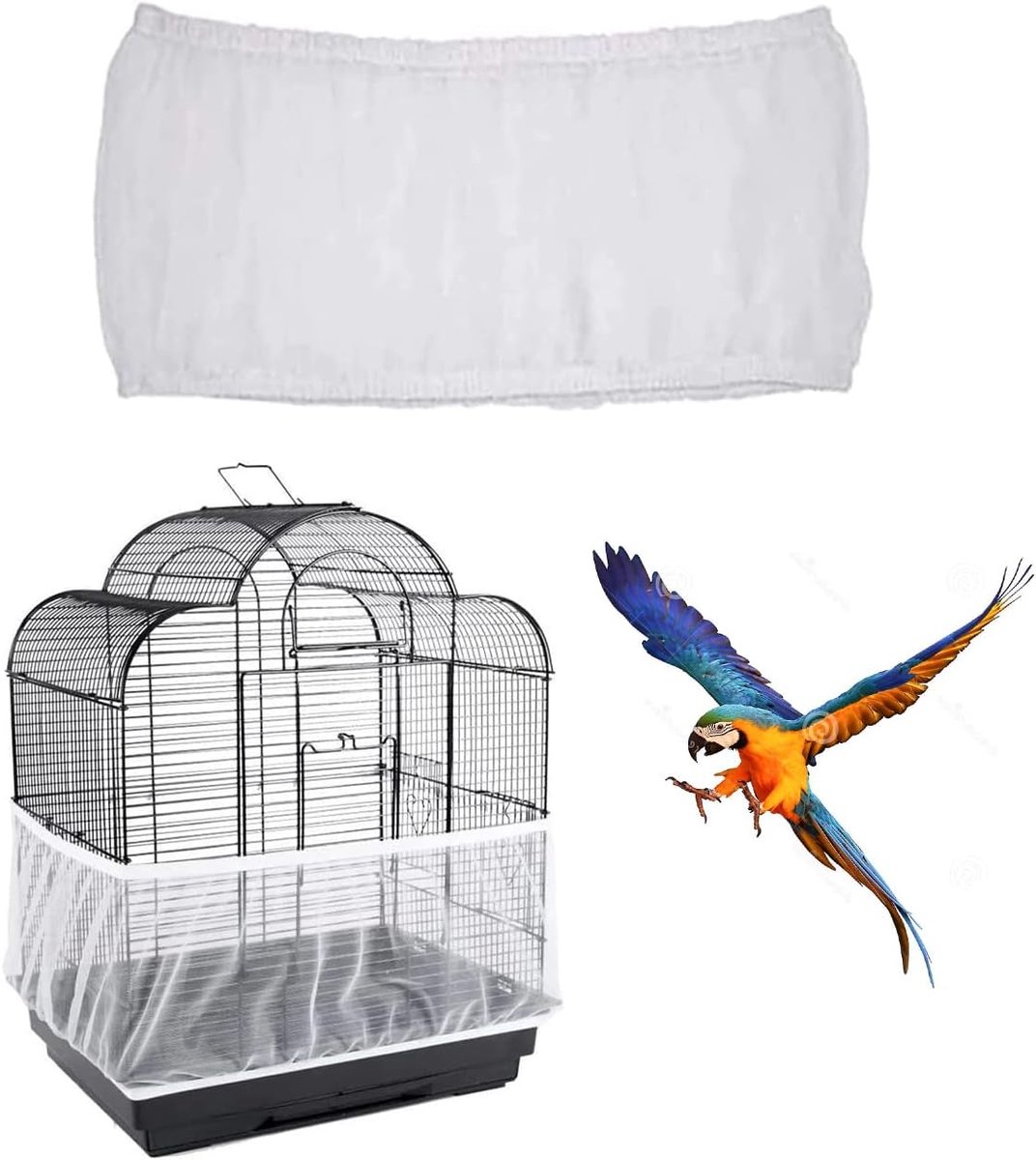 Wasbare gaashoes voor vogelkooien; ademend en stofwerend; verkrijgbaar in diverse maten voor verschillende vogelkooien,Wit,S