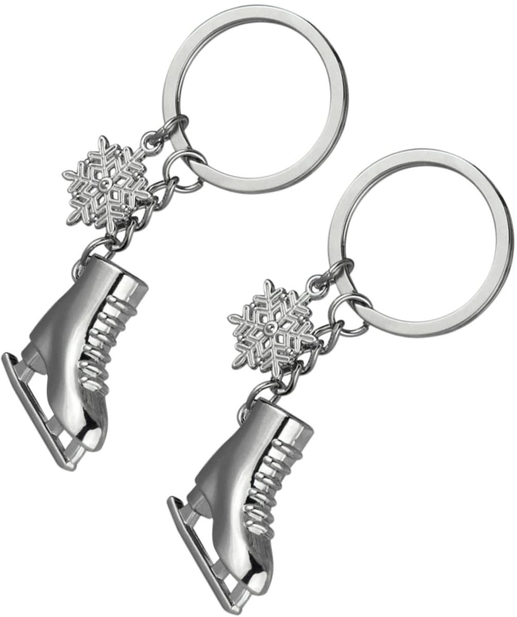 Dailygoods - 2 stuks schoensleutelhangers, schaatssleutelhanger, sleutelhanger voor schaatsen, sleutelhanger van metaal, kunstschaatsen, zinklegering, accessoires, roller, skates, student, zilver,