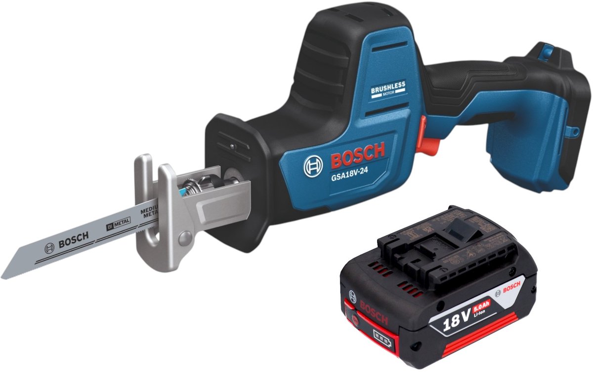 Bosch GSA 18V-24 Professional accu-reciprozag 18 V 230 mm borstelloos + 1x accu 5,0 Ah - zonder oplader