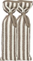 Meyco Kruikenzak - Badstof Jacquard Fat Stripe - Taupe - 2-pack