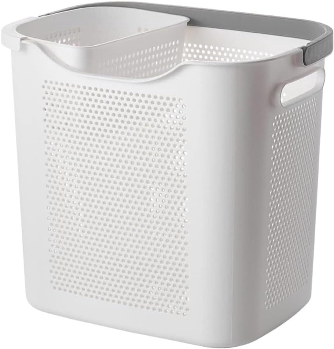 Wasmand Kledingmand - Opbergmand - Kamer Organiseren - Plastic Uitsparing - 38.5 x 29 x 36 cm - Wit