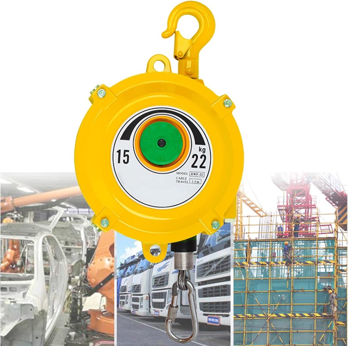 Veerbalancer - Torenveerbalancer - Gereedschap Ophangen - Zelfremmend Systeem - 1.5m Kabel 15-30kg - One Color