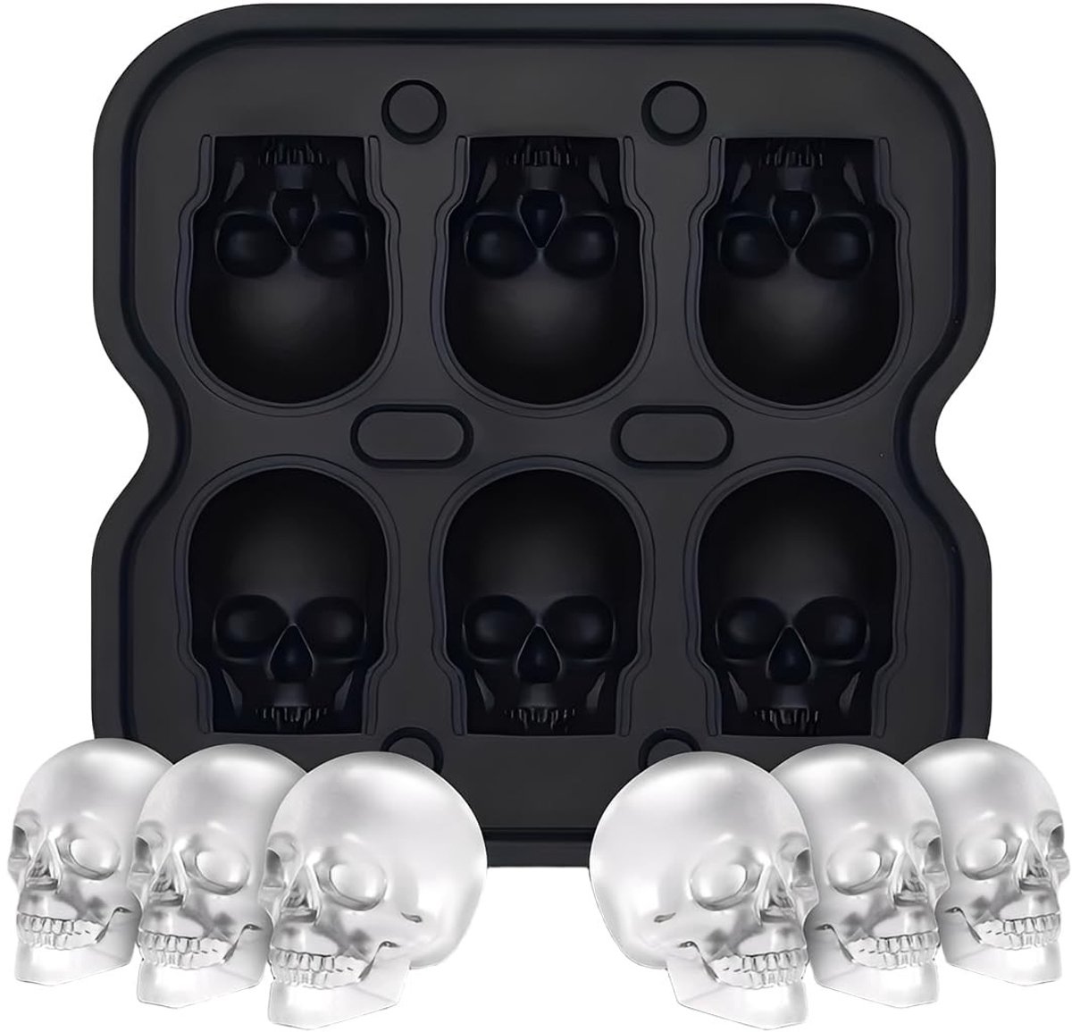 Dailygoods- IJsblokjesvorm Schedelvorm - Siliconen - IJsblokjesvorm met Deksel - Voedselveilig - Herbruikbaar - Halloween Thema - Ijsblokjesmal