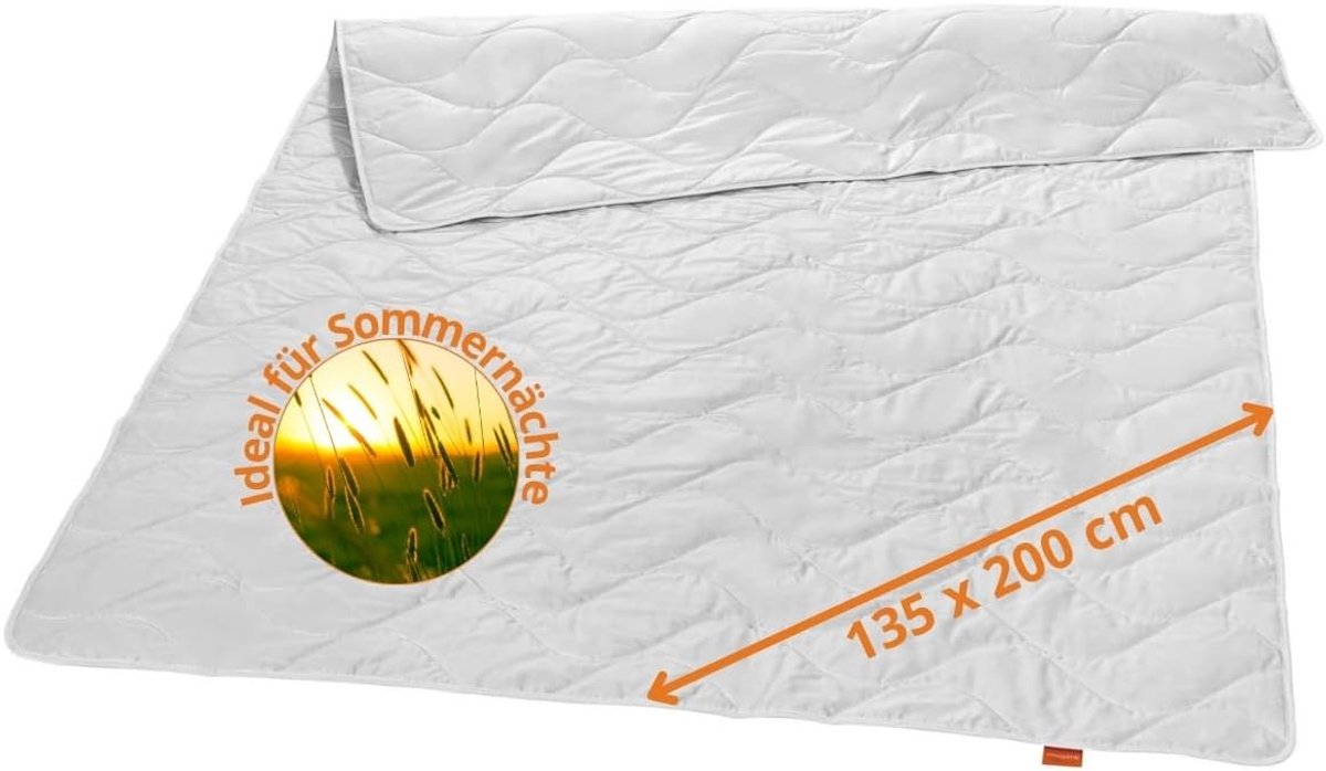 Famanu – Zomerdekbed van 135x200 cm met 100% wilde zijde en 100% katoen overtrek, wasbaar op 40 graden