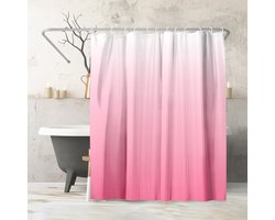 Americanflat 180x200 Douchegordijn - Waterbestendig Lang Douchegordijn met Duurzame Metalen Ogen en 12 Haken - 100% Polyester - Multi Badkamer Gordijnen - Roze Ombre