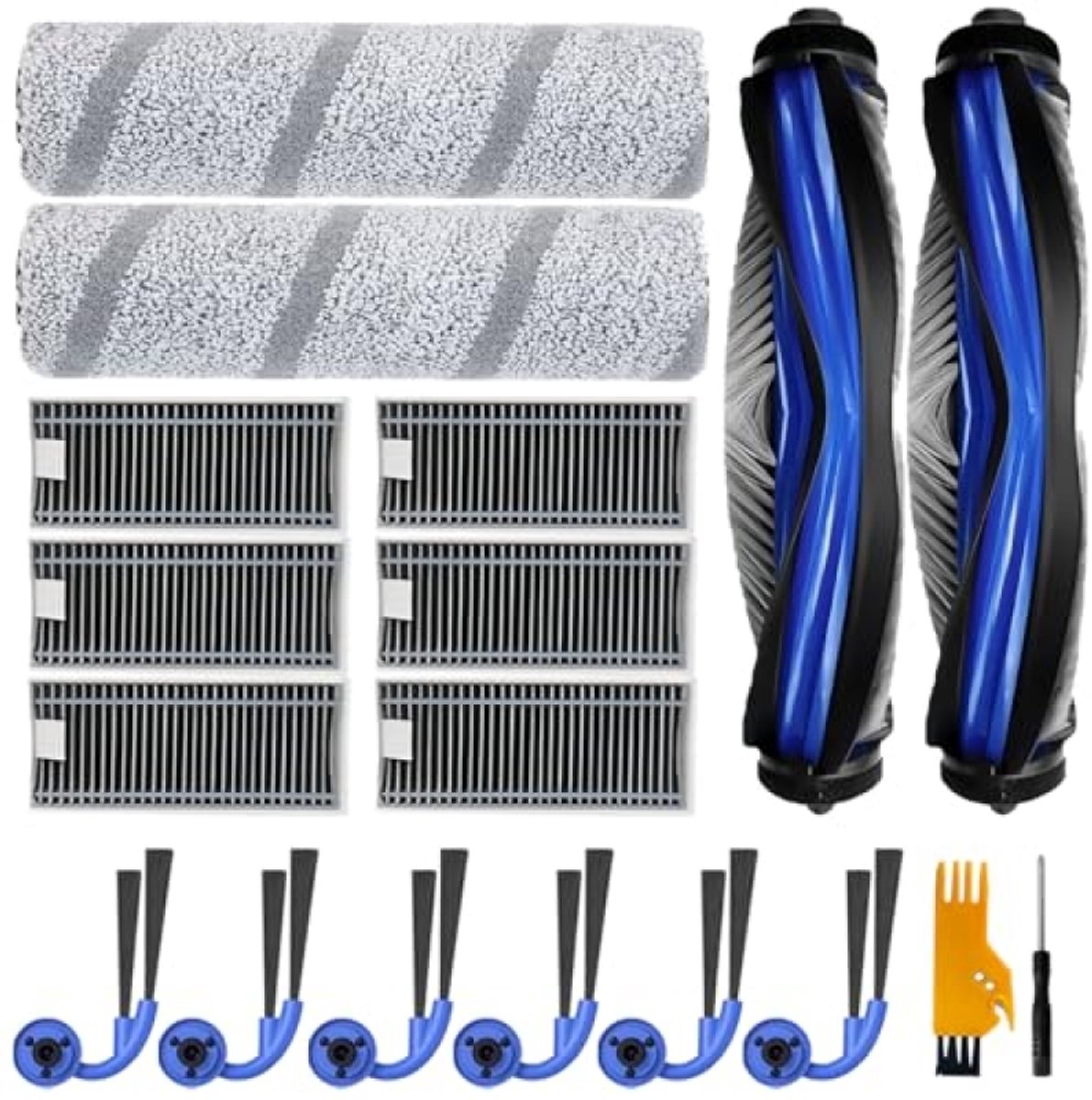 PromoHome 18-delige accessoireset voor Ecovacs Deebot X11 Omnicyclone, X11 PRO OMNI en X9 PRO OMNI stofzuiger - hoofdborstels, dweilrollen, HEPA-filters en zijborstels