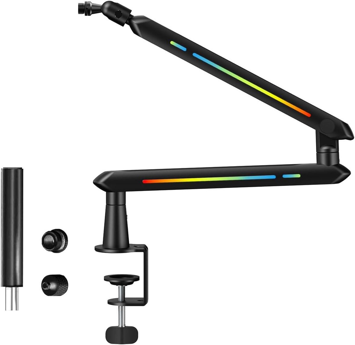 Microfoon Boomarm - Studiestandaard - Streaming Geluid - 20 RGB Lichteffecten - 71 cm Bereik - Zwart