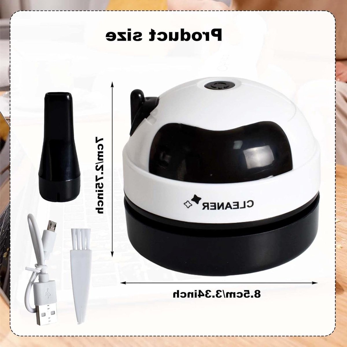 Mini Tafelstofzuiger - Draagbare Stofzuiger - Bureau Schoonmaken - USB Oplaadbaar - 8.5 x 7 x 8.5 cm - Zwart