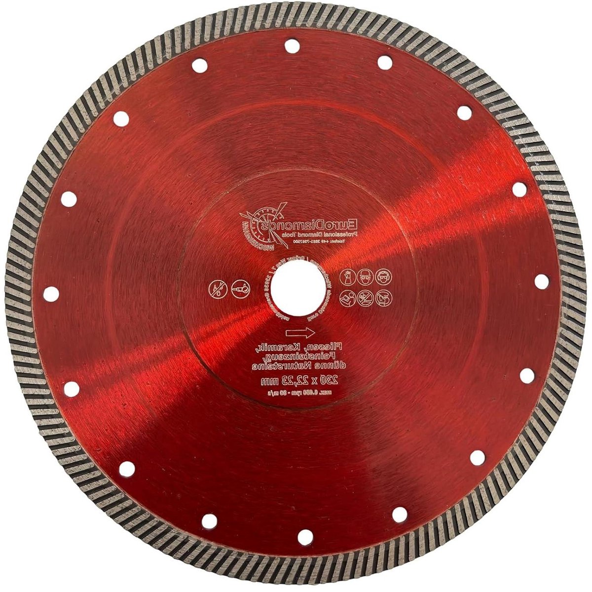 Diamantschijf - Tegelschijf Doorslijpschijf - Harde Materialen Zagen - Zeer Fijne Turbovertanding - 230 mm x 222 mm - Niet gespecificeerd