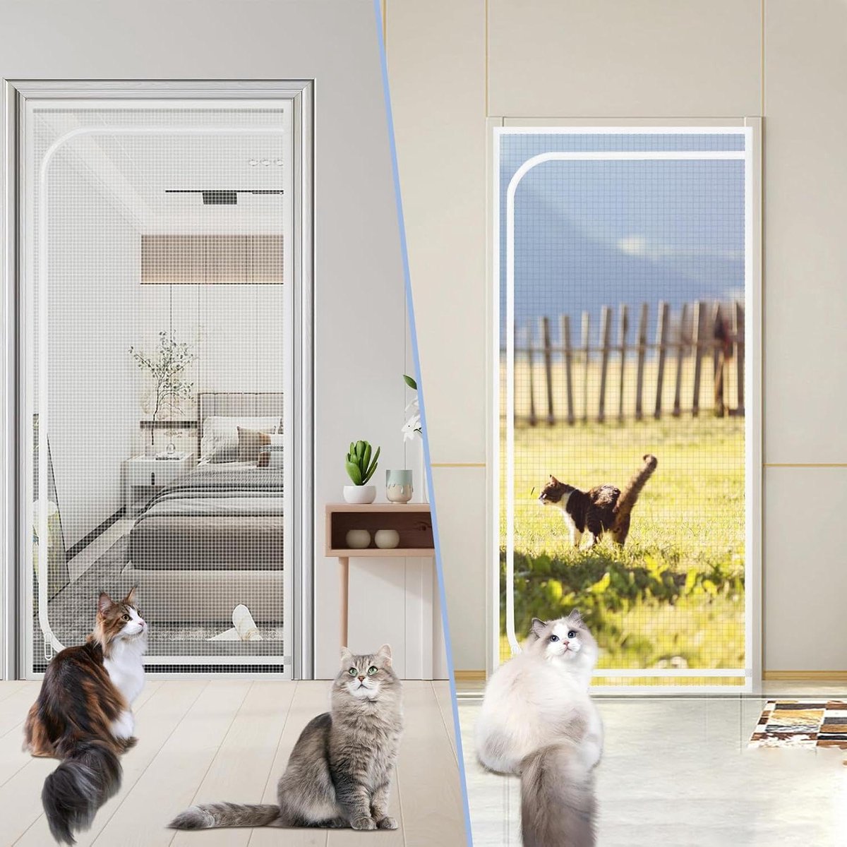 Kattenhek Vliegengordijn - Huisdierhek Veiligheidsdeur - Huisdieren Binnenhouden - Versterkt Staaldraad - 90 x 200 cm - Zwart