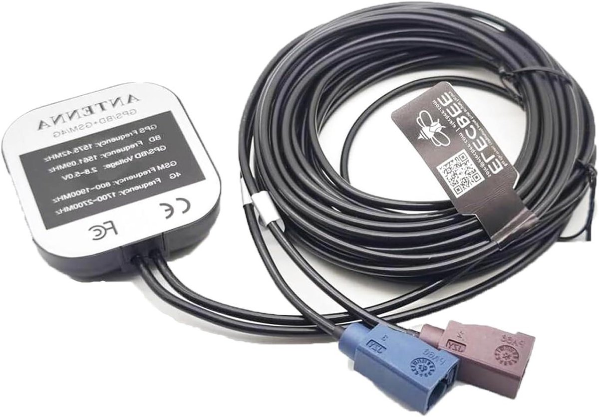 GPS GSM Antenne - Combinatie Antenne - Navigatie Verbeteren - Fakra Connector - 1 Meter Kabel - Zwart