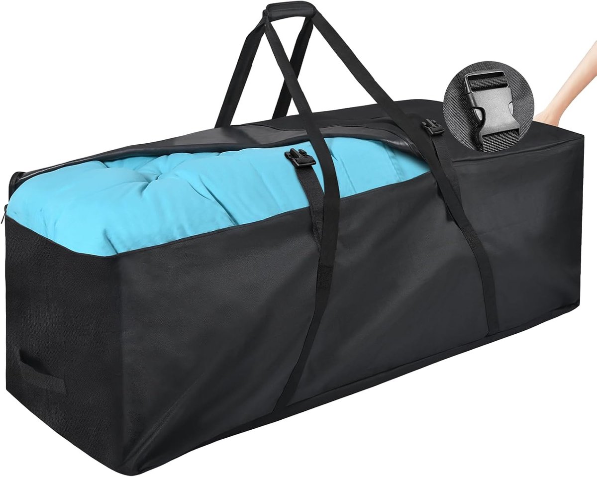 Tuinmeubelkussen opbergtas en waterdichte opbergtas voor kerstboom, zwaar belastbare 600D Oxford-stof, uv-bescherming, duurzame rits en handgrepen voor terraszitkussens (172 x 76 x 51 cm)