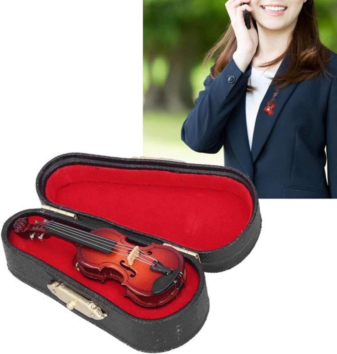 Store_7 - Viool Pin - Elegante Houten Viool Broche - Miniatuur