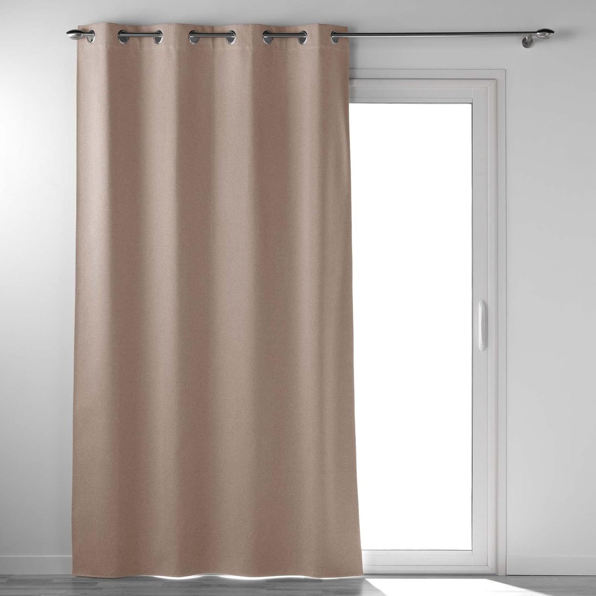 douceur d'intérieur, Gordijn met ogen, 135 x 260 cm, hazelnoot, 100% ondoorzichtig/chambray uni, ondoorzichtig