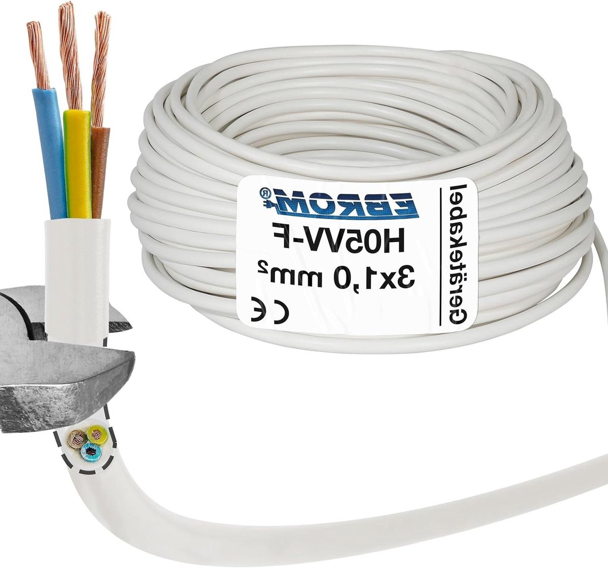Hose line - Device cable - Appliance connection - VDE approved - 5 meter - White