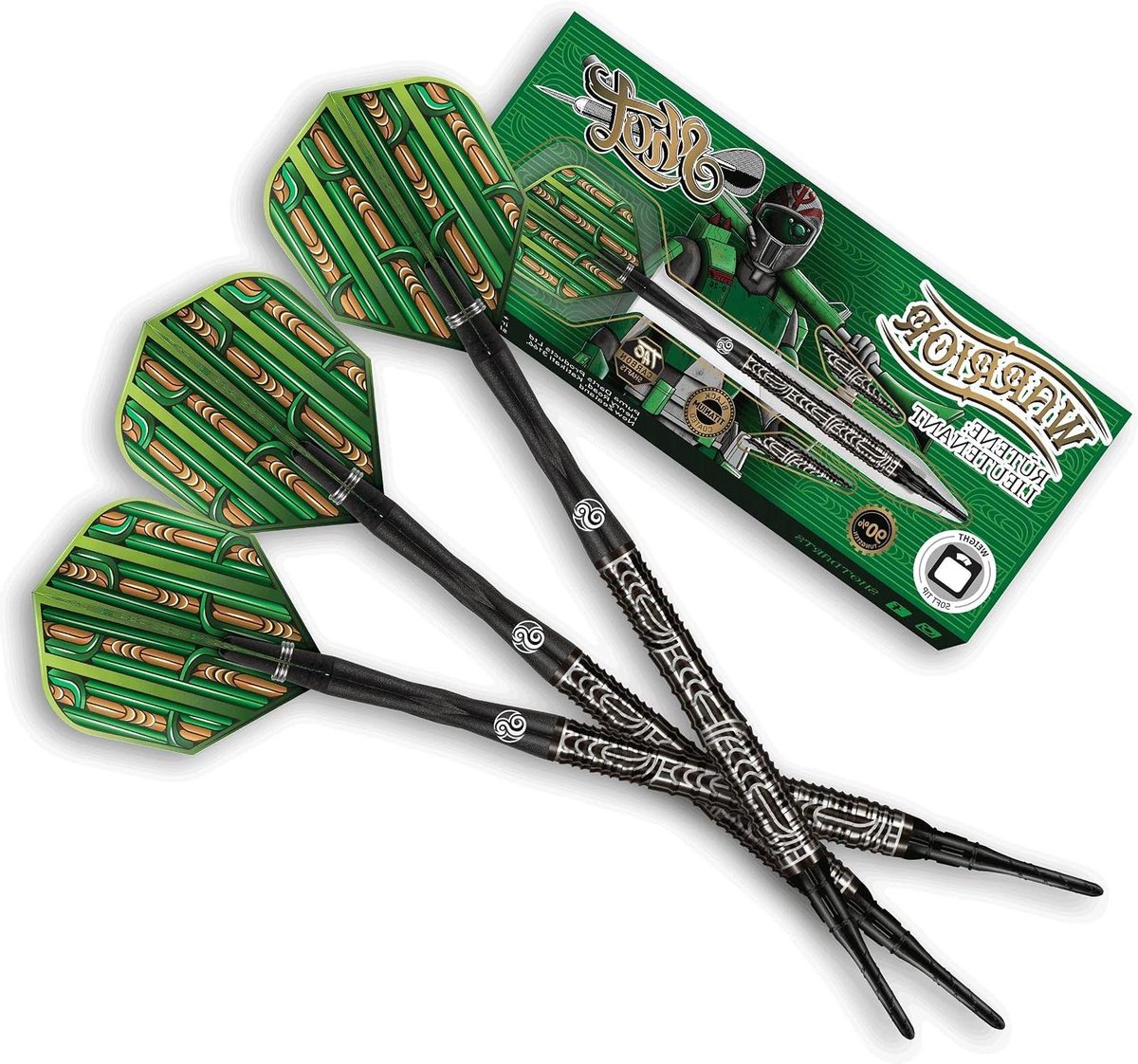 Softtip Darts Warrior - Dartpijlen Set - Precisie Werpen - 90% Wolfram - 18 gram - Zwart