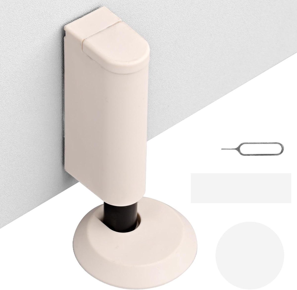 Verstelbare Deurstopper - Deurvanger Zonder Boren - Deuren Op Hun Plek - Mechanische Veren Demping - 5-20 mm - Beige
