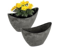 Ovale plantenbakken - Bloemenschaal Jardiniere - Planten Decoratie - Hoge Vintage Look - 20 x 9 x 12 cm
