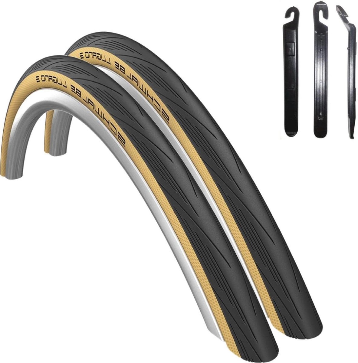 Racefietsbanden Set - Banden Racefiets - Fietsen Onderhouden - Witte Strepen - 28 Inch x 25mm - Zwart